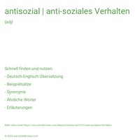 antisozial | anti-soziales Verhalten