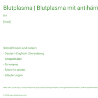 Blutplasma | Blutplasma mit antihämophilem Faktor