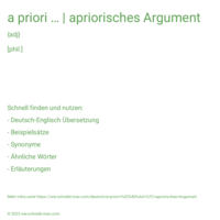 a priori … | apriorisches Argument