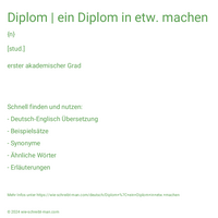 Diplom | ein Diplom in etw. machen