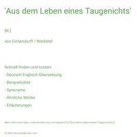 'Aus dem Leben eines Taugenichts'