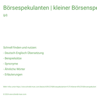 Börsespekulanten | kleiner Börsenspekulant