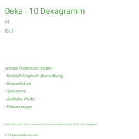 Deka | 10 Dekagramm