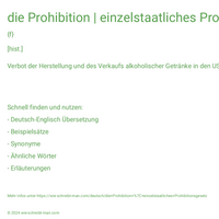 die Prohibition | einzelstaatliches Prohibitionsgesetz