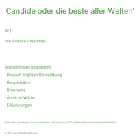 'Candide oder die beste aller Welten'