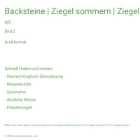 Backsteine | Ziegel sommern | Ziegel wintern