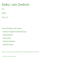 Deko | am Drehort