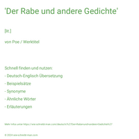 'Der Rabe und andere Gedichte'