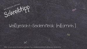 Wie schreibt man Weißgesicht-Seidenfleck? Bedeutung, Synonym, Antonym & Zitate.