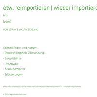 etw. reimportieren | wieder importierend