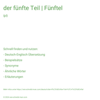 der fünfte Teil | Fünftel