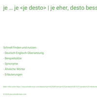 je … je <je desto> | je eher, desto besser