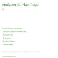 Analysen der Nachfrage