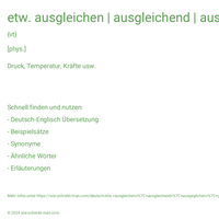 etw. ausgleichen | ausgleichend | ausgeglichen | gleicht aus | glich aus