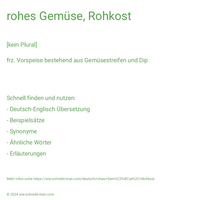 rohes Gemüse, Rohkost