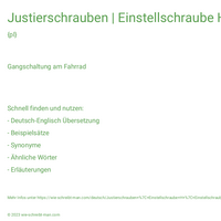 Justierschrauben | Einstellschraube H | Einstellschraube L