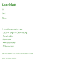 Kursblatt