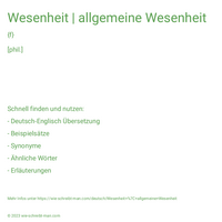 Wesenheit | allgemeine Wesenheit