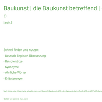 Baukunst | die Baukunst betreffend | gründerzeitliche Architektur