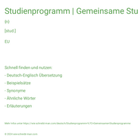 Studienprogramm | Gemeinsame Studienprogramme