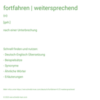 fortfahren | weitersprechend