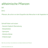 altheimische Pflanzen