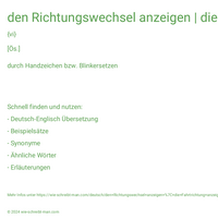 den Richtungswechsel anzeigen | die Fahrtrichtung anzeigend