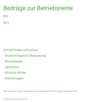 Beiträge zur Betriebsrente