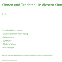 Sinnen und Trachten | in diesem Sinne