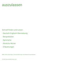 auszulassen