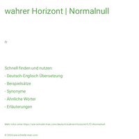 wahrer Horizont | Normalnull