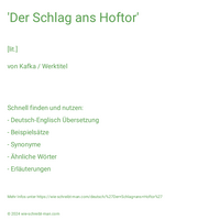 'Der Schlag ans Hoftor'