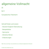 allgemeine Vollmacht