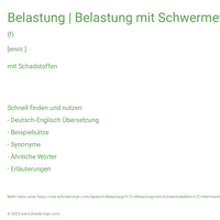 Belastung | Belastung mit Schwermetallen | thermische Belastung