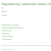 Degradierung | bakterieller Abbau | biologischer Abbau | chemischer Abbau | photochemischer Abbau