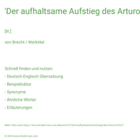 'Der aufhaltsame Aufstieg des Arturo Ui'