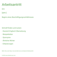 Arbeitsantritt