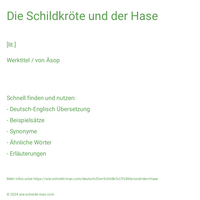 Die Schildkröte und der Hase