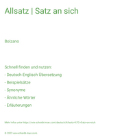 Allsatz | Satz an sich