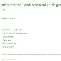 sich streiten | sich streitend | sich gestritten | sich mit jdm. streiten