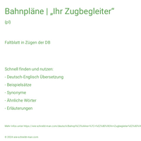 Bahnpläne | „Ihr Zugbegleiter“