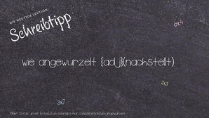 Wie schreibt man wie angewurzelt? Bedeutung, Synonym, Antonym & Zitate.