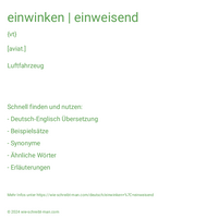 einwinken | einweisend