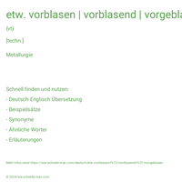 etw. vorblasen | vorblasend | vorgeblasen