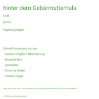 hinter dem Gebärmutterhals