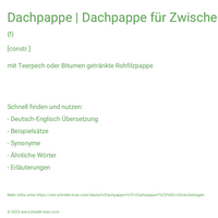 Dachpappe | Dachpappe für Zwischenlagen