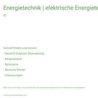 Energietechnik | elektrische Energietechnik