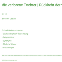 die verlorene Tochter | Rückkehr der verlorenen Tochter